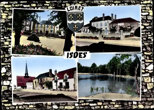 Ak Isdes Loiret, Le Tabac, La Mairie, La Rue Principale, L'Etang de la Noue, Wappen