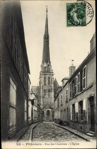 Ak Pithiviers Loiret, Rue des Chardons, L'Eglise