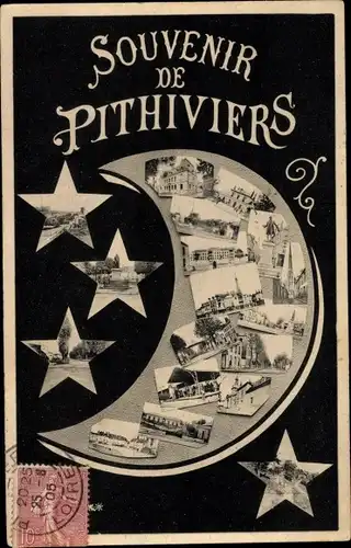 Ak Pithiviers Loiret, Ortsansichten, Souvenir, Mond