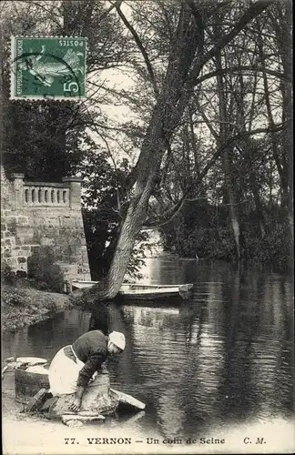 Ak Vernon Eure, Un coin de Seine