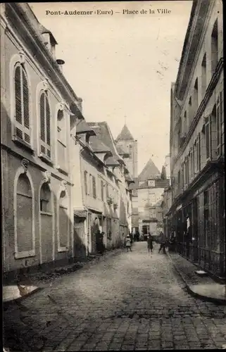 Ak Pont Audemer Eure, Place de la Ville