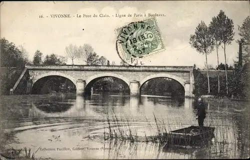 Ak Vivonne Vienne, Le Pont du Clain, Ligne de Paris a Bordeaux