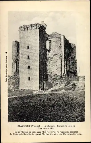 Ak Beaumont Vienne, Le Chateau, Ruines du Donjon