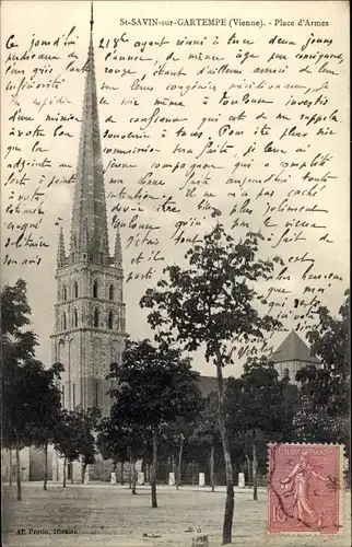 Ak Saint Savin sur Gartempe Vienne, Place d'Armes