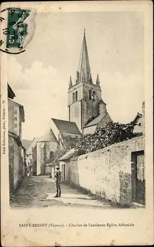 Ak Saint Benoit Vienne, Clocher de l'ancienne Eglise Abbatiale