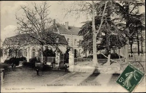 Ak Saint Sauveur Yonne, Les Ecoles, La Mairie