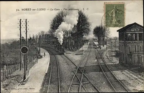 Ak Moret sur Loing Seine et Marne, La Gare, Vue interieure