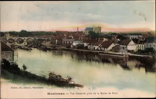 Ak Montereau Seine et Marne, Vue Generale prise de la Route de Paris