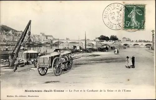 Ak Montereau fault Yonne Seine et Marne, Le Port, Le Confluent de la Seine et de l'Yonne