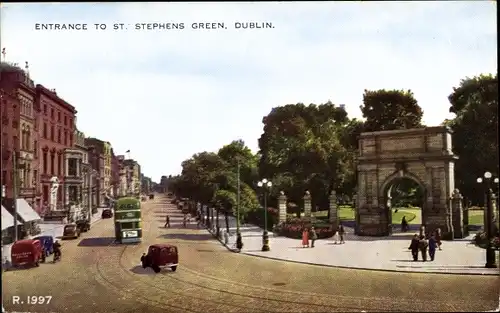 Ak Dublin Irland, St. Stephen's Green, Entrance Gate