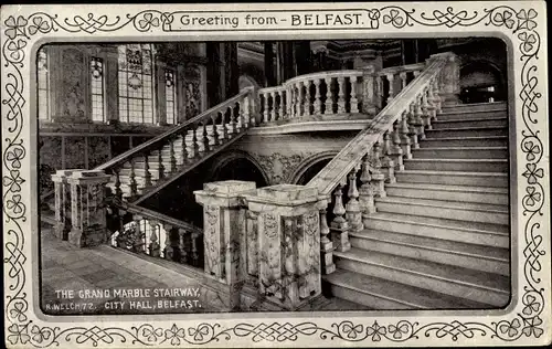 Ak Belfast Nordirland, City Hall, Grand Marble Stairway