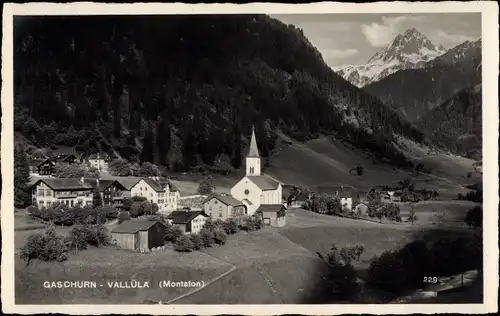 Ak Gaschurn im Montafon Vorarlberg, Panorama, Vallüla