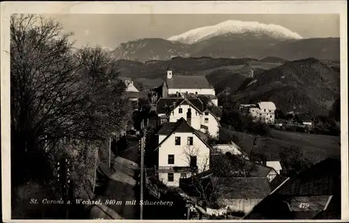 Ak St. Corona am Wechsel in Niederösterreich, Ortsteilansicht, Schneeberg