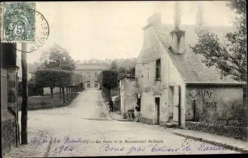 Ak Gif Essonne, La Gare, Le Restaurant Bellouis