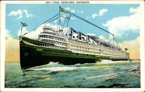 Ak Lake Eerie, Steamer SS Greater Detroit, Dampfschiff