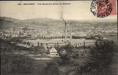 Ak Belfort Beffert Beffort Territoire de Belfort, Vue Generale, prise du Salbert, Usine