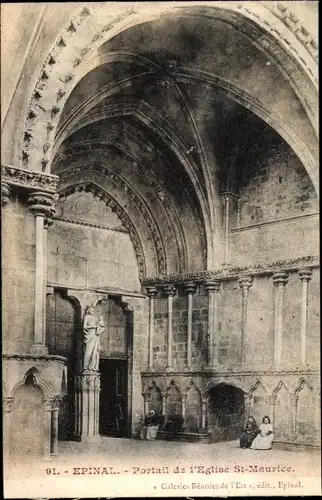 Ak Épinal Lothringen Vosges, Portail de l'Eglise Saint Maurice