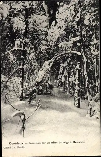 Ak Corcieux Vosges, Sous-Bois par un metre de neige a Hennefete