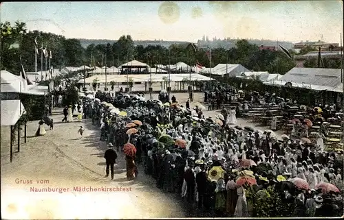 Ak Naumburg an der Saale, Naumburger Mädchenkirschfest, Festplatz, Umzug