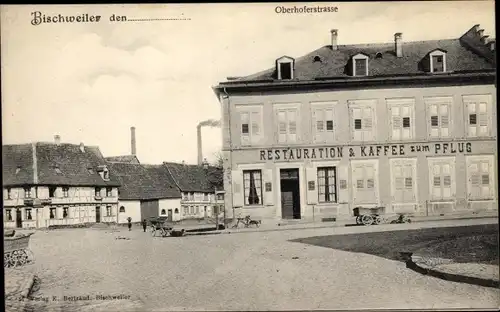 Ak Bischwiller Bischweiler Elsass Bas Rhin, Oberhoferstraße, Restaurant und Kaffee zum Pflug