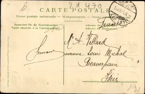 Präge Wappen Passepartout Ak Genève Genf Stadt, Théâtre et Monument Dufour, Denkmäler