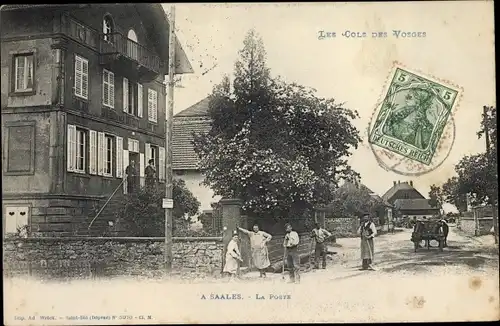 Ak Col de Saales Vosges, La Poste, Straßenpartie