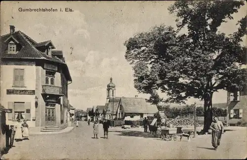 Ak Gumbrechtshoffen Gumbrechtshofen Bas  Rhin, Straßenpartie im Ort