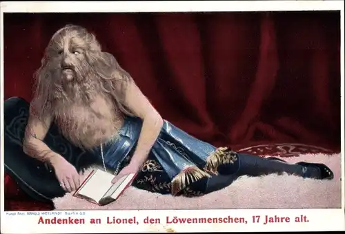 Ak Andenken an Lionel, den Löwenmenschen, 17 Jahre alt