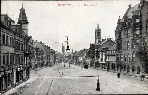 Ak Werdau in Sachsen, Marktplatz