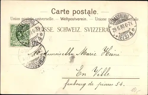 Litho Glarus Kt. Glarus Schweiz, Blick auf den Ort, Frau in Tracht