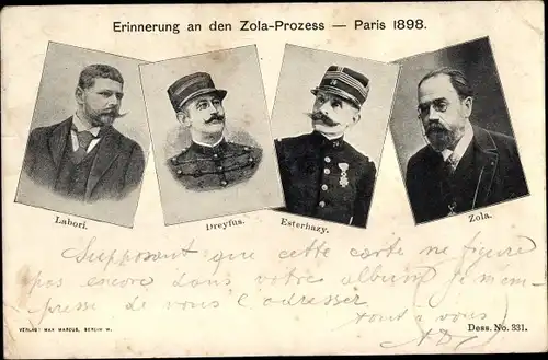 Ak Zola Prozess 1898, Labori, Dreyfus, Esterhazy, Schriftsteller Emile Zola