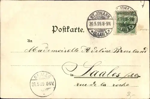 Litho St. Johann Saarbrücken im Saarland, Reichsstraße, Spichernberg, Winterberg Denkmal