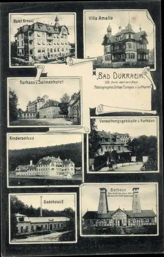 Ak Bad Dürrheim Baden Württemberg, Villa Amalia, Hotel Kreuz, Kurhaus, Badehaus, Salinenhotel