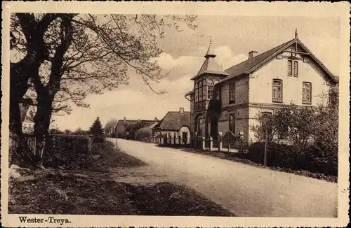 Ak Wester Treya Treia in Schleswig Holstein, Straßenpartie im Ort