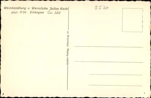 Ak Erlangen in Mittelfranken Bayern, Weinhandlung und Weinstube