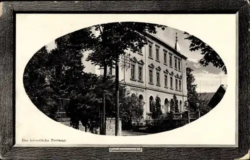 Passepartout Ak Großhartmannsdorf im Erzgebirge, Kaiserliches Postamt