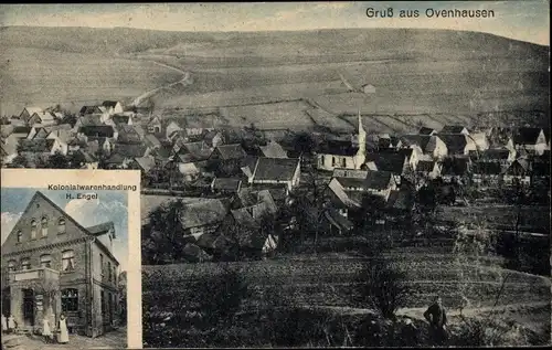 Ak Ovenhausen Höxter in Nordrhein Westfalen, Panorama, Kolonialwarenhandlung H. Engel