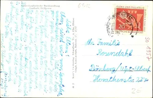 Ak Laubach in Hessen, Gesamtansicht, Erholungsheim Friedensruh, Jugendherberge, Gräfl. Gärtnerei