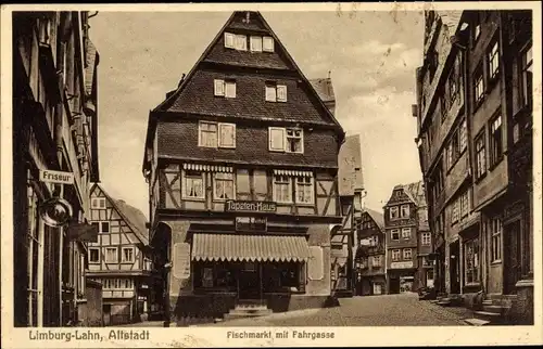 Ak Limburg an der Lahn, Altstadt, Fischmarkt, Fahrgasse