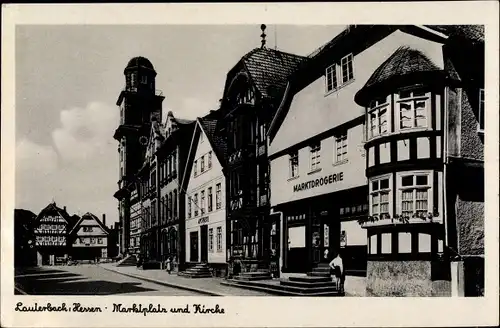 Ak Lauterbach in Hessen, Marktplatz, Kirche, Marktdrogerie