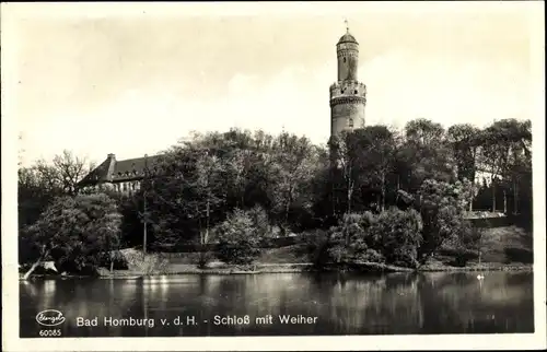 Ak Bad Homburg vor der Höhe Hessen, Schloss, Weiher