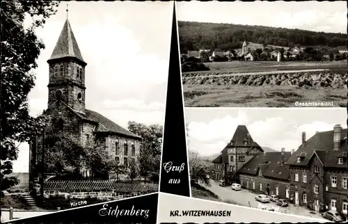 Ak Neu Eichenberg in Hessen, Panorama, Kirche, Bahnhof