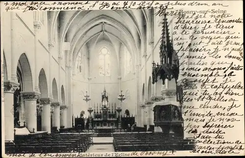 Ak Rosny sur Seine Yvelines, L'Interieur de l'Eglise