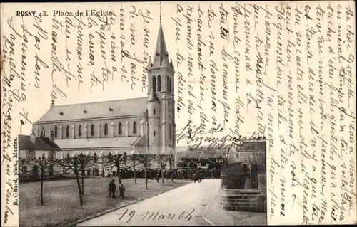 Ak Rosny Yvelines, Place de l'Eglise