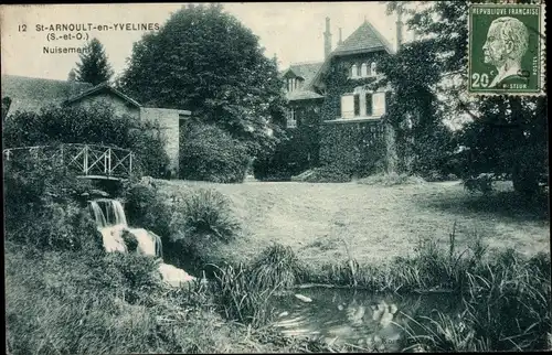 Ak Saint Arnoult en Yvelines, Nuisement, Ortspartie, Brücke, Fluss