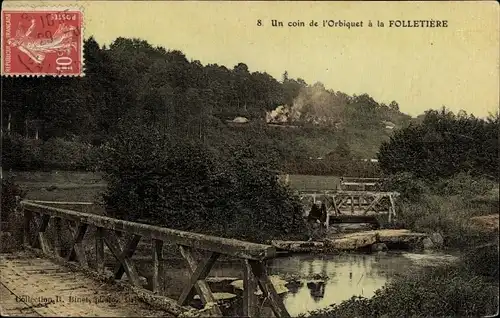 Ak La Folletière Abenon Calvados, Un coin de l'Orbiquet