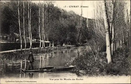 Ak Civray Vienne, Vue prise du Moulin des Roches