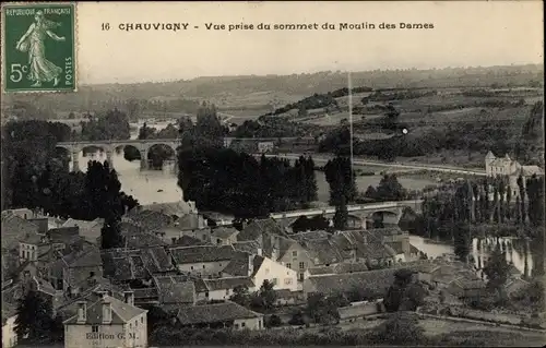 Ak Chauvigny Vienne, Vue prise du sommet du Moulin des Dames