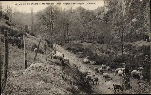 Ak Angles sur l'Anglin Vienne, La Vallee du Diable a Monteneau