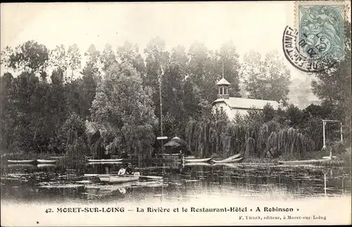 Ak Moret sur Loing Seine et Marne, La Riviere, Le Restaurant-Hotel A Robinson